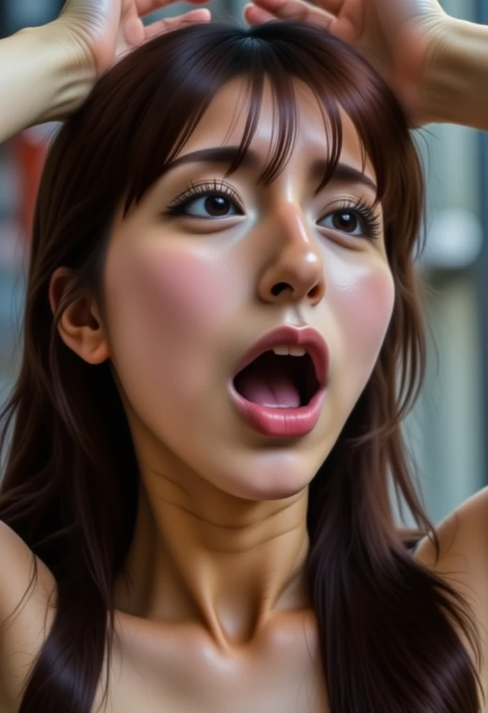 Beautiful Japanese actresses,(photo Realistic:1.4), (hyper Realistic:1.4), (Realistic:1.3),Very detailed, Edge Orgasm,face Focus, Woman with open mouth , Edgy Woman _face、Age 35、Black-haired、 News anchor、Very small toilet,((Sweat)),((skin shining with Sweat))((Clabrasion glistening with Sweat,face shining with Sweat)),,Entrance to the house、In front of the entrance、In front of the shoe rack、White collared shirt,Hair tied up、teacher,Frowning, eyeball, Glare, Frowning, Frowning, shout, Big eyes, Crazy Eyes,((Bukkake))((Super Hard Orgasm))Wet Filter,(saliva trail)
