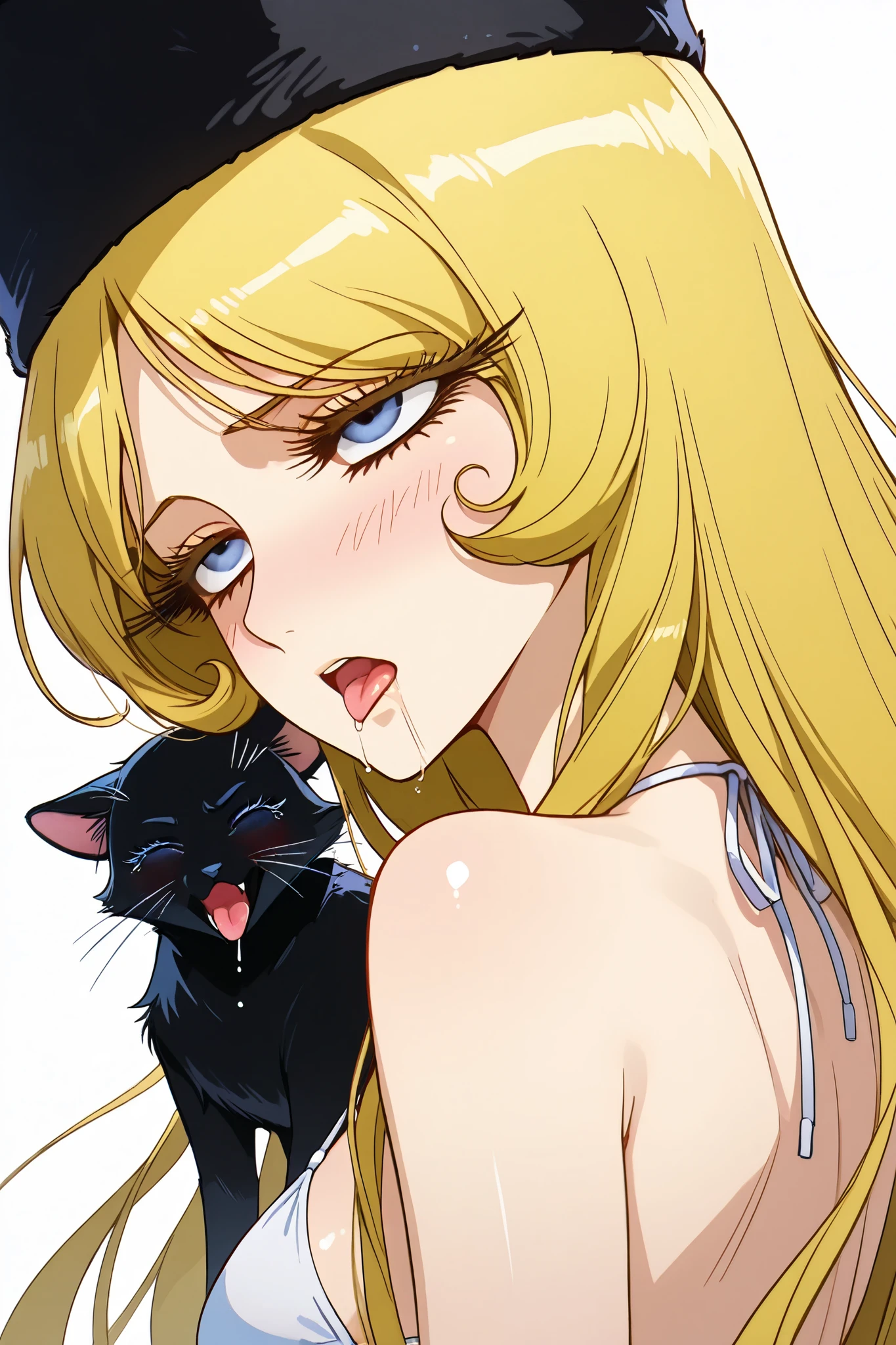 China,maetel,1 female,solo,
White background,zoom out,back of the head,
full body,from behind,back,
Blonde hair,shiny hair,colored inner hair,part bang,colored inner hair,
blue eyes,beautiful eyes,
big eyes,slant eyes,long eyelashes,
sleeping eyes,
black fur hat (1.3),long boots,
White bikini,Medium breasts,
angry,sad,blushing,drooling,tearful eyes,
rolling eyes,open mouth,tongue out,
Perfect face,beautiful skin,
Anatomically correct,Highest quality,masterpiece,
high image quality