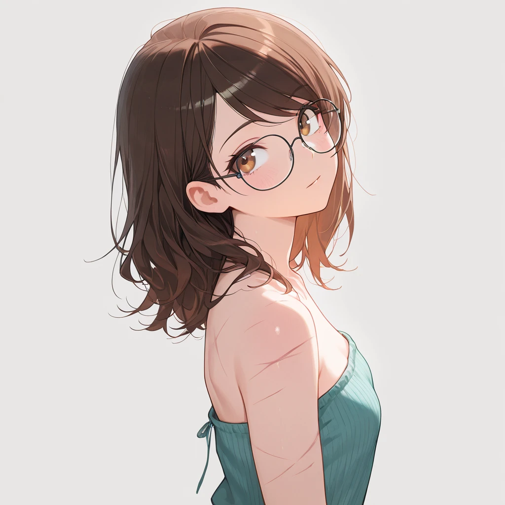 (nsfw), (Uncensored), (nude), (16k), (Beautiful), Top Quality, (Detailed), Exquisite, Very Detailed, Finely Detail, High Quality, Very Detailed, Masterpiece, Super Detail, Super Quality, (Very Cute), Slightly Reddish Cheeks, Shiny and Delicate Hair, Pastel Tone, Large Moist Eyes, Childlike Contours, High Detail, Girl, Dark Brown Hair, Short Bob Hair, Black Rimmed Glasses, Small Breasts, Khaki Tank Top, Cargo Pants,

