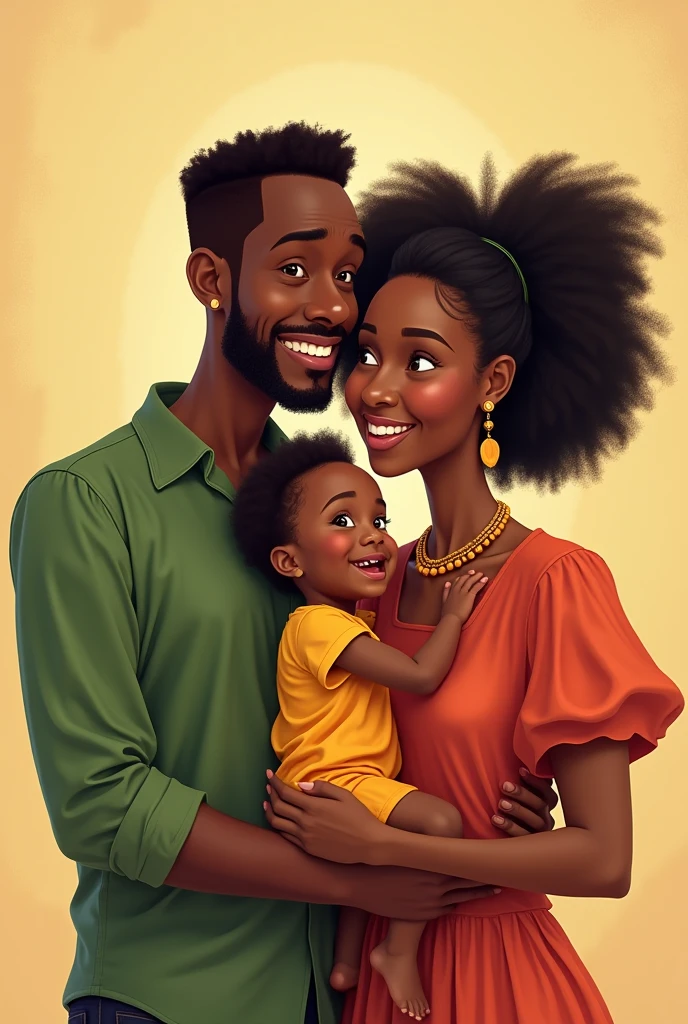 Family with black man and white woman and children
