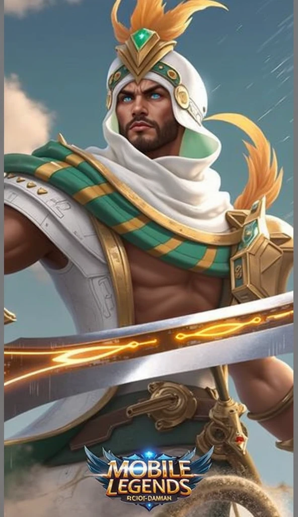 Ultra-realistic wallpaper of Akshan, from the game League of Legends, for mobile. Akshan should be featured prominently in the center of the image, displaying all of his personality and style. Your attire should be detailed, with your distinctive features, showing no abs, such as shaggy brown hair and piercing eyes. He must be wielding his iconic weapon, the spinning hook, masterfully. The background should complement the character's theme, depicting urban elements or a setting inspired by the game. The final image should be high resolution and convey the feeling of seeing a real photo of Akshan