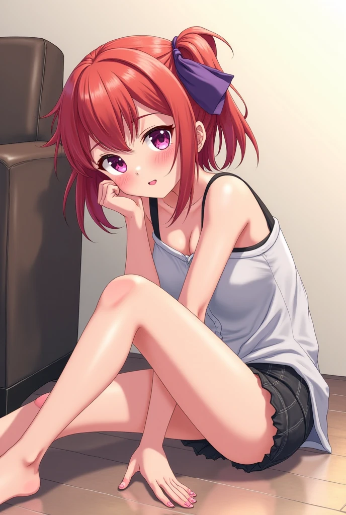 1 girl, graduation bob, straight short hair, mediumvioletred hair, mediumvioletred eyes, big droopy eyes, small beret, selfish