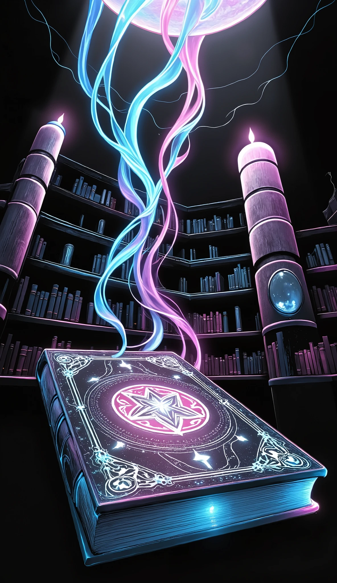 Magic Book、Forbidden Book、Extreme Magic、Heavy Bound Book、ダークファンタジーMagic Book、The Cursed Secret Book、Dark Fantasy Archive、Exquisite Book Binding、Dark Fantasy World,high quality,Professional Effects,8k,high resolution,Extreme detail,realistic,HDR,studio lighting,Sharp Focus,Realistic,Vivid Color,Bokeh,dark tone,Gloomy,Heavy Thick,mysterious,elegant