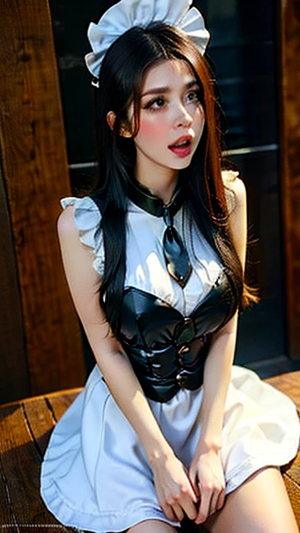 (masutepiece, Best Quality:1.2), Official art, Raw photo, absurderes, (Blue eyes, ta Fashion, sweetlolita, Gothic, Dress:1.2), Idol face, Upper body, Beautiful Girl, Short sleeve, Elegance, Sophisticated, Looking at Viewer, ,(((Colossal tits))), face lights, Dynamic lighting, Cinematic lighting,((A slight smil))、(((tucking up the skirt、White panties are visible)))、