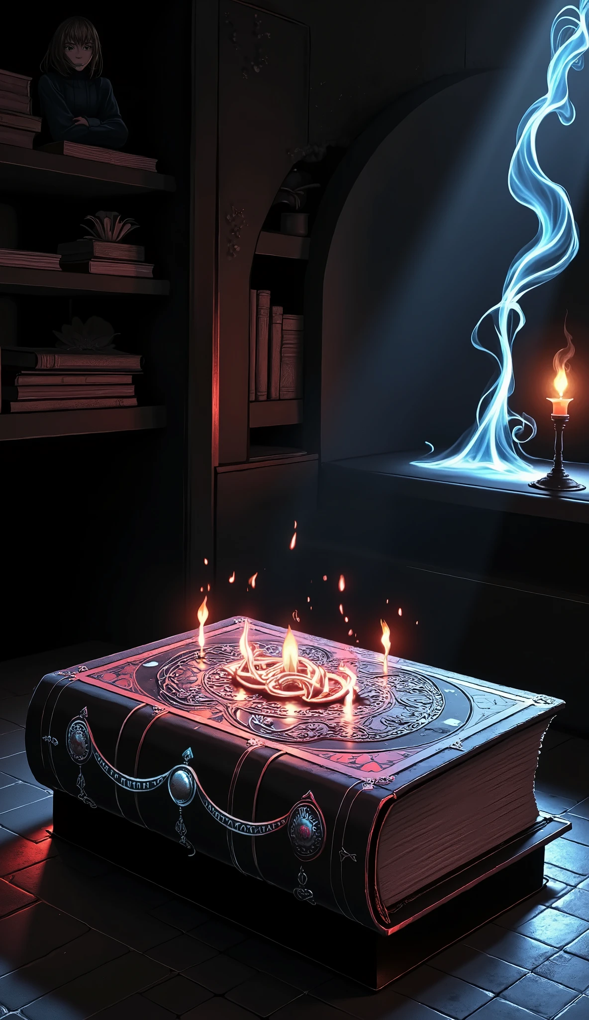 Magic Book、Forbidden Book、Extreme Magic、Heavy Bound Book、ダークファンタジーMagic Book、The Cursed Secret Book、Dark Fantasy Archive、Exquisite Book Binding、Dark Fantasy World,high quality,Professional Effects,8k,high resolution,Extreme detail,realistic,HDR,studio lighting,Sharp Focus,realistic,Vivid Color,Bokeh,dark tone,Gloomy,Heavy Thick,mysterious,elegant