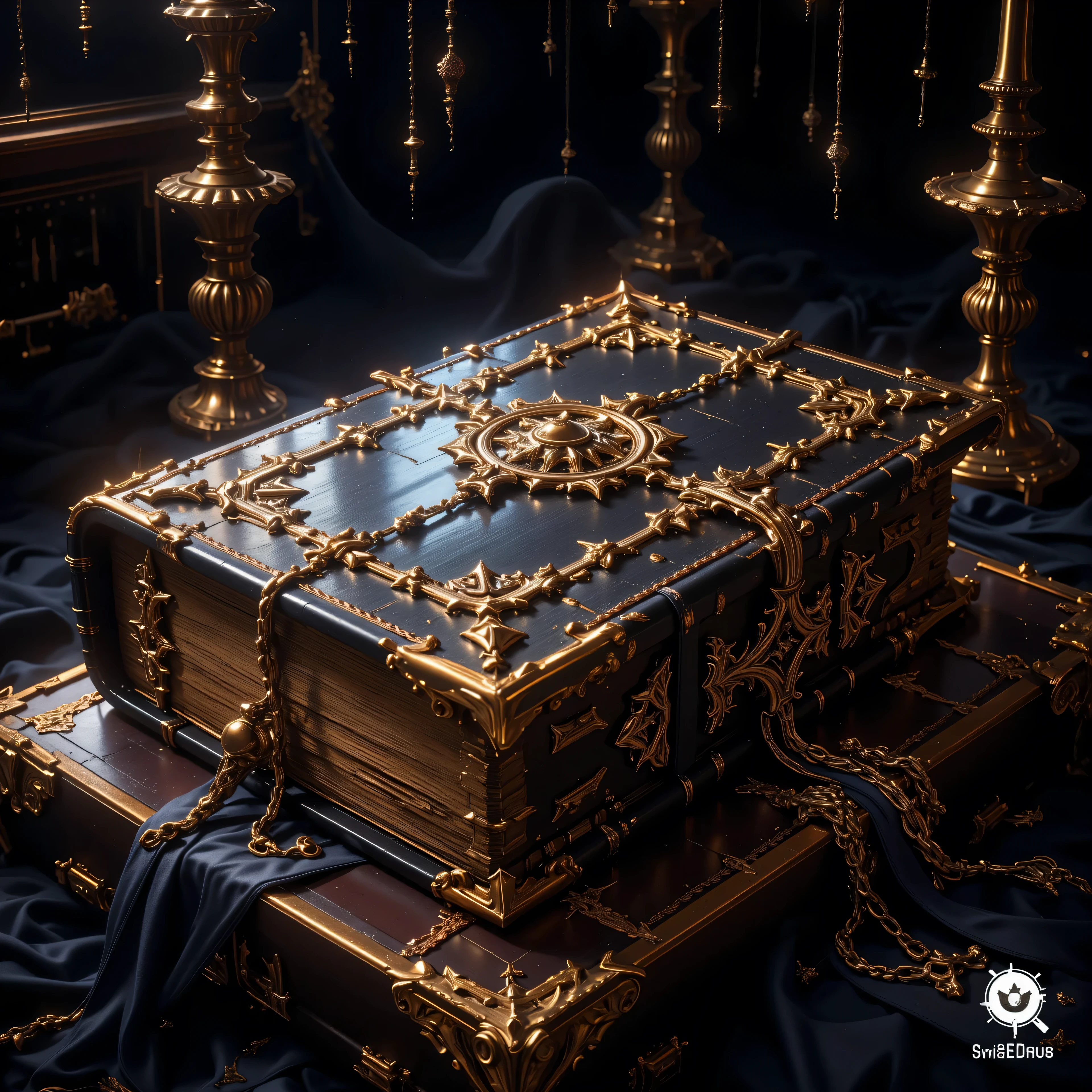 A masterpiece, top quality, a masterpiece, a masterpiece, top quality, ultra-detailed, a book. It exudes a very eerie atmosphere and is tightly sealed.