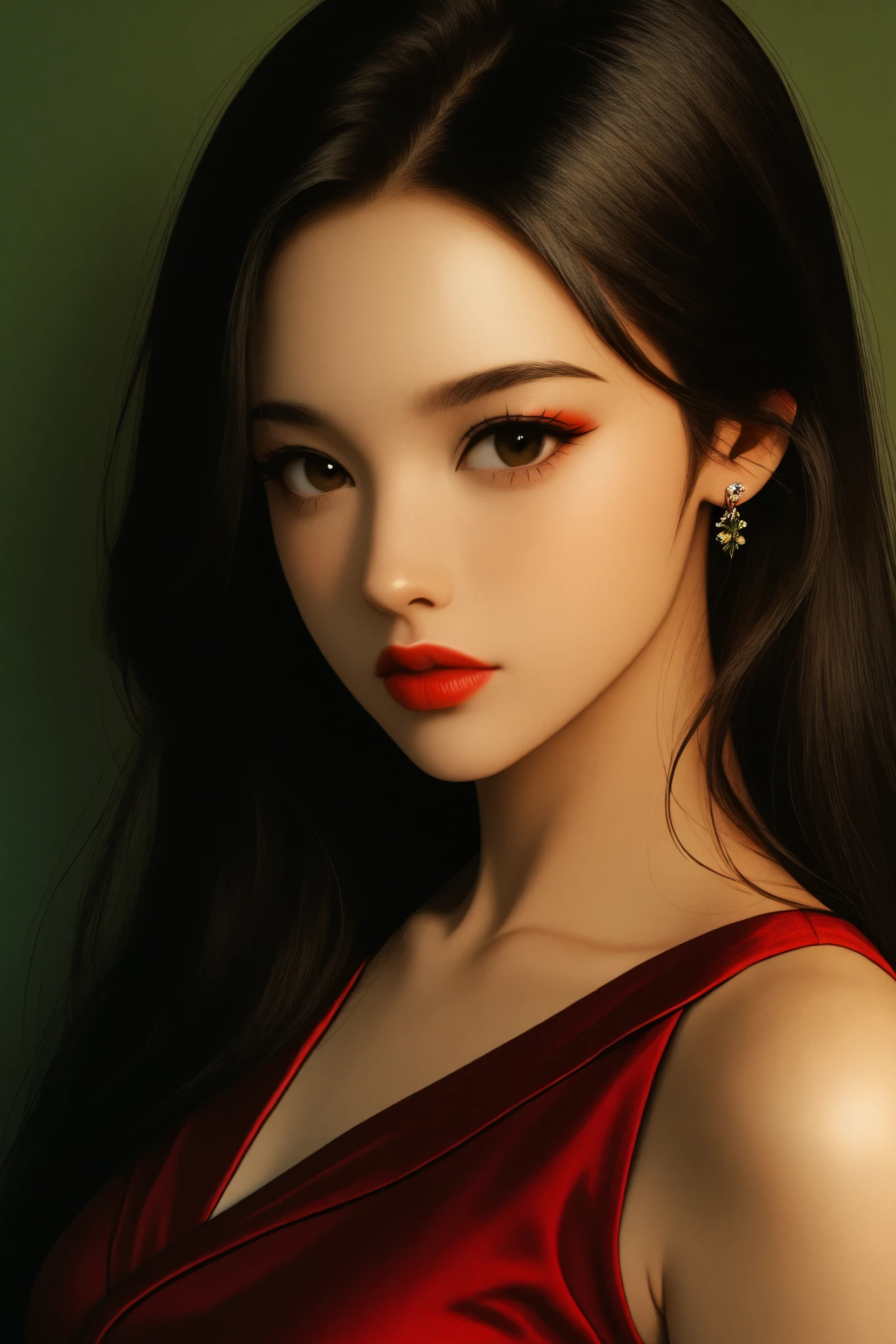 expressionist artwork image, korean pinup girl, 