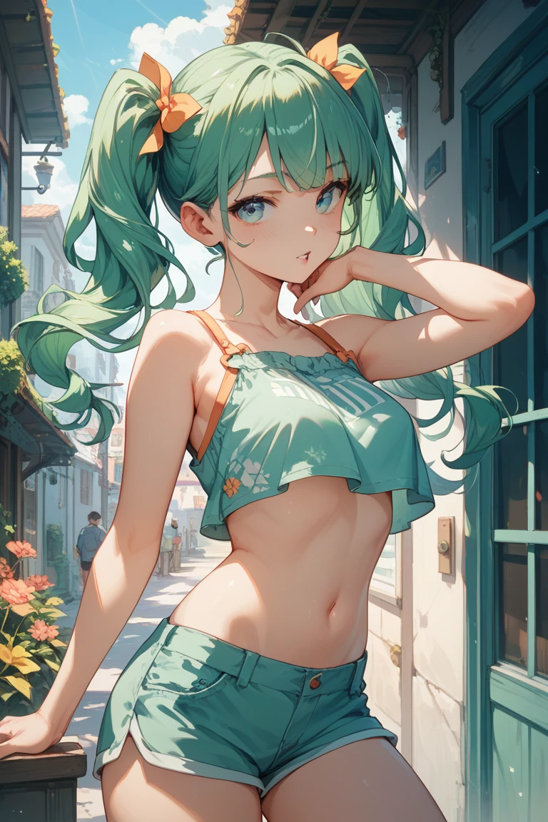 garota youtuber,(((1 garota))),((extremely bonitinho and beautiful verde curly-haired girl)),

(seios curtos:1.4),bunda grande,(((verde curly hair:1.35,cabelo muito cacheado,Cabelo interno colorido,ear breathing,cabelo curto))),(((verde_olhos:1.3))),intricate olhos,beautiful detailed olhos,symmetrical olhos,big olhos:1.3,((gordo)),(((pele brilhante:1.5,pele brilhante: 1.5,pele bronzeada,pele brilhante,very pele brilhante,corpo brilhante,plastic glitter skin,exaggerated pele brilhante,pele iluminada,Pernas molhadas))),Corpo detalhado,(rosto detalhado),

bonitinho,sacanagem,sedutor,erotic,(((nsfw))),

zetai ryouiki,roupas reveladoras,mostrar a pele,((mini-saia rave,visible thong straps,blusa branca solta com estampa de arte de anime)),((roupas molhadas,roupa complexa,roupas complexas)),

(dynamic pose:1.0),envergonhado,(centrado,scale to fit dimensions,rule of thirds),

cyberpunk city by the sea at night, with bright neon signs and dark clouds and storm puddles, Scenario:1.25,

Artistic photography,(fotografia tirada por sldr),high resolution, sharp focus, (ultra detalhado, extremamente detalhado), (Arte fotorrealista:1.37),(extremamente detalhado CG unity 8k wallpaper),((tema de fundo synthwave)),(((cores vibrantes))),(fundo intrincado),(obra de arte),(Melhor qualidade),