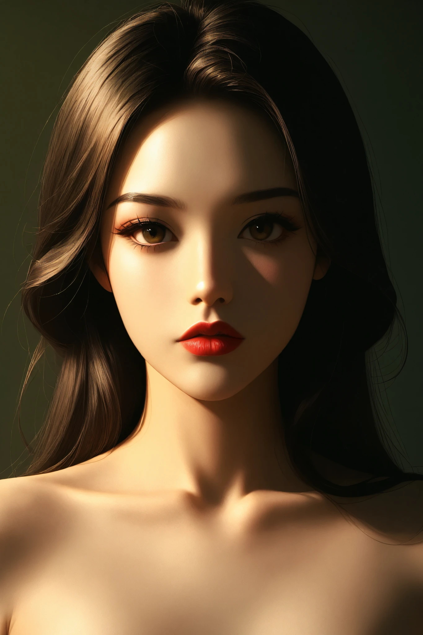 expressionist artwork image, korean pinup girl,