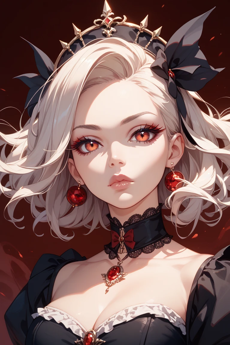 (Masterpiece, Best quality:1.2), 1 girl, The recluse, Leather details, Beautiful facial features, Great makeup, Red clothes, Brilliant eyes, Eye details, Poetrypin, Poetry, twinkle