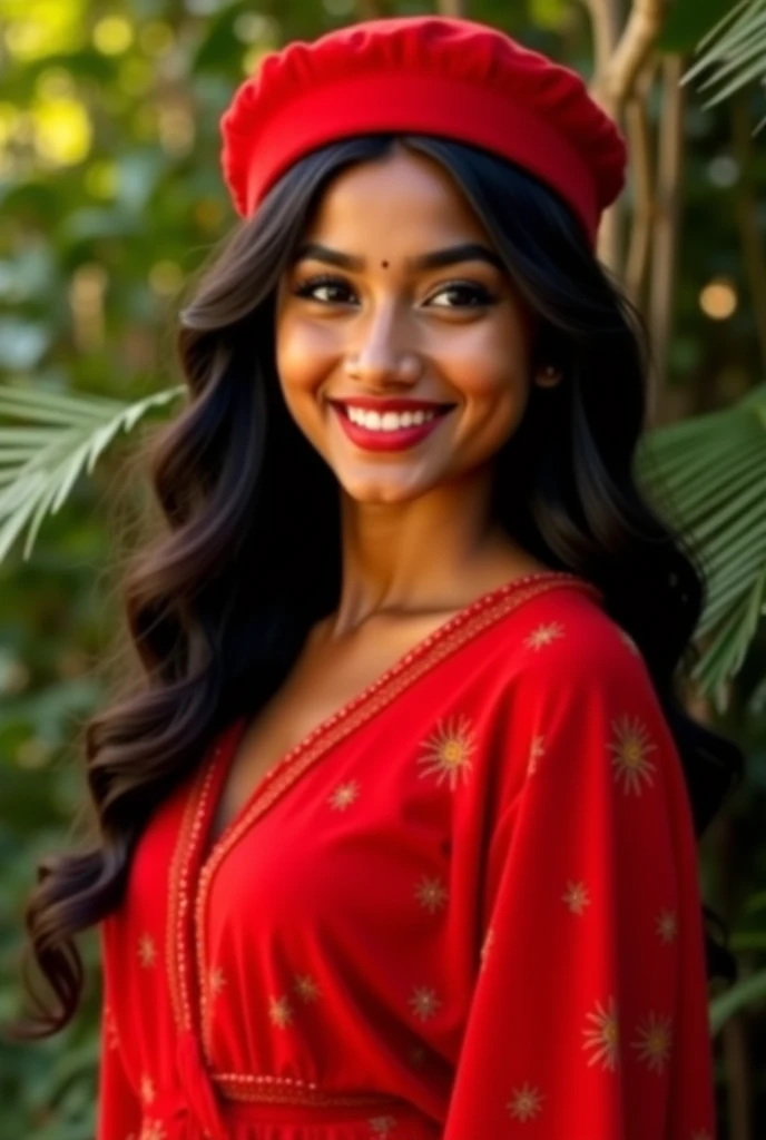 Color photo of hot Nude Kiara Advani with pircing in the navel and perfect laughing, marked vagina, perfect tits, body front Complete wearing a feathered headdress, surrounded by lush greenery and garden roses red , highly detailed, anthropomorphic quality, soft natural light, shot with a Canon EOS R5, from a medium shot angle, shutter speed 1/250s, ISO 400, shallow depth of field, 85mm lens, f/1.8, Ilford film stock --ar 3:4 --v 6 --style raw --s 750