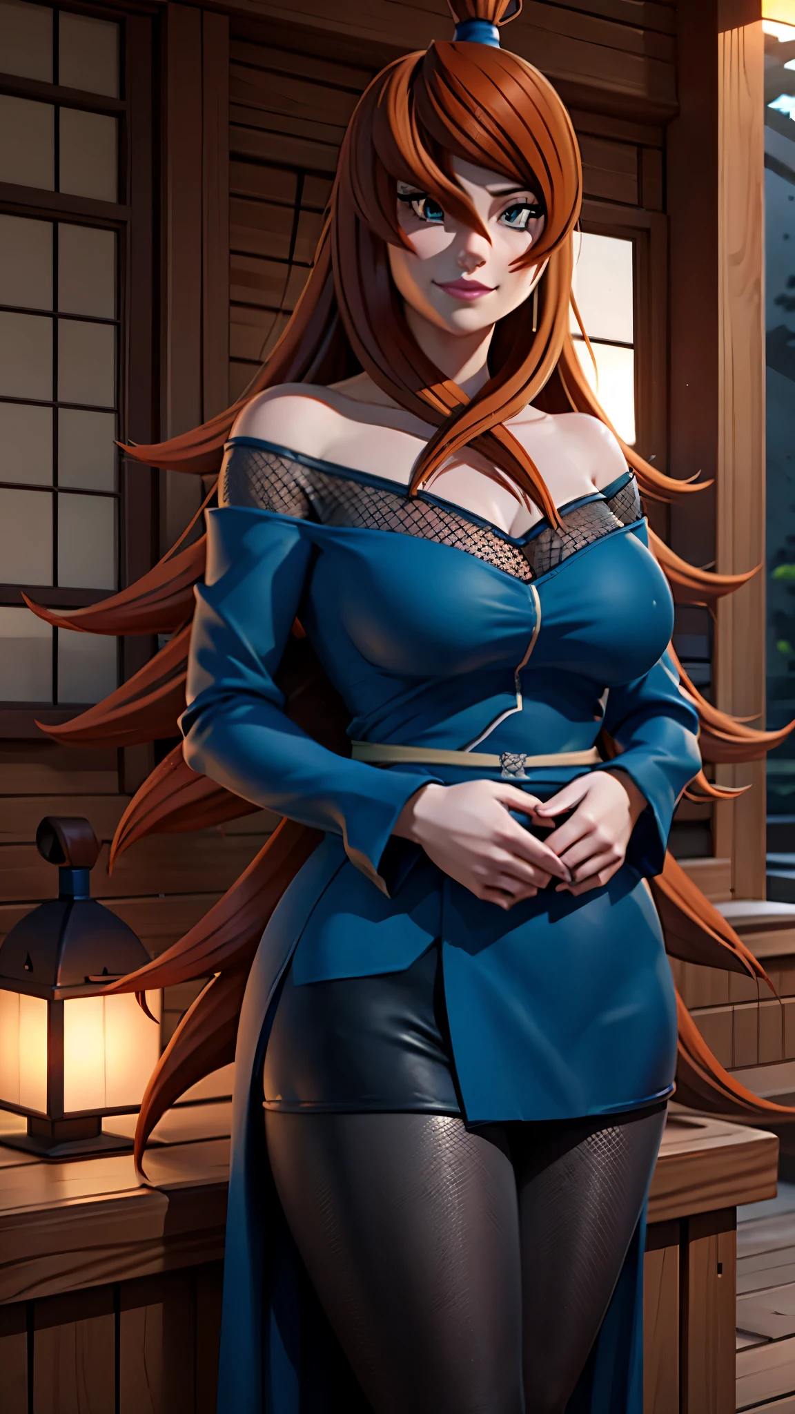 "A highly realistic depiction of a beautiful woman resembling Terumi Mei from Naruto Shippuden in real life. She has long, flowing auburn hair, bright green eyes, and a warm, confident smile. She is wearing a stylish hoodie, blending modern fashion with a touch of elegance. The hoodie is slightly oversized, giving her a casual yet attractive look. Her makeup is subtle, emphasizing her natural beauty. The background is softly blurred, suggesting an outdoor urban setting or a cozy indoor environment. The lighting is natural and flattering, enhancing her radiant complexion and expressive eyes."