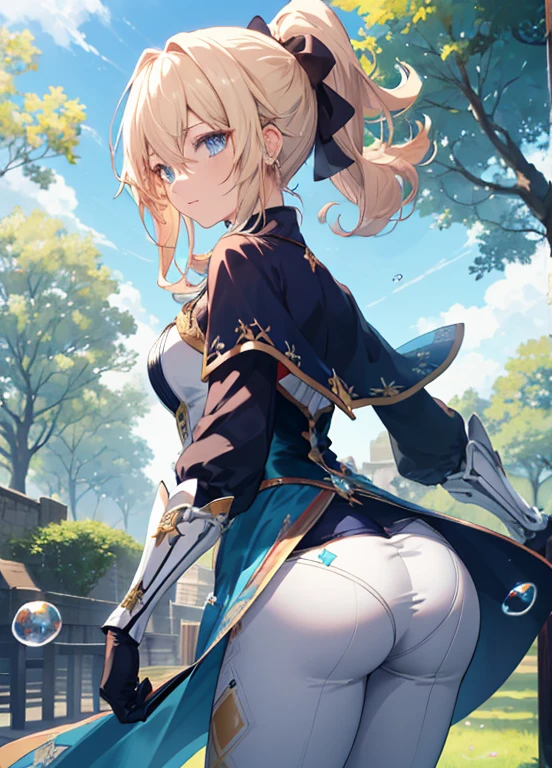 bamboo_hat,artoria pendragon \(fate\), blue clothes, blue kebaya, white long skirt, artoria pendragon (fate), saberface, (blonde), ((dark skin)), small breasts, round eyewear, green eyes, solo, sitting on mud, ass focus, from behind, big ass, wide hips, fat booty, Southeast Asian forest background, steamy