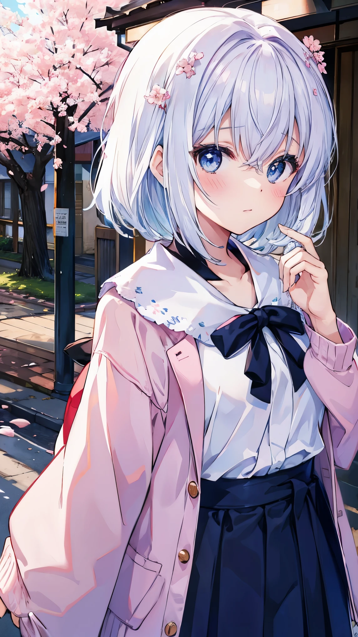 top quality、 girl、cherry blossoms,