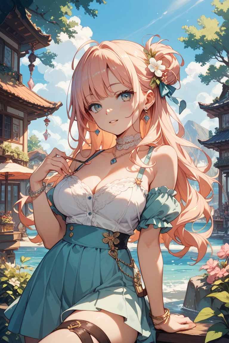 Realistic、pretty girl、Beauty、Beautiful fine details、Characteristic lashes、Beauty、Adorable、
The beauty of a smile、Adorable目　A pose that emphasizes the chest