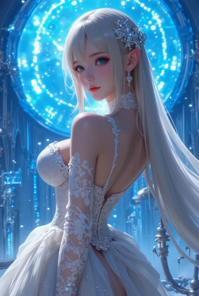 blond woman with white hair and glowing lights, beautiful digital artwork, fantasy gorgeous lighting, gorgeous digital art, stunning digital illustration, digital fantasy art ), 3 d render character art 8 k, a stunning young ethereal figure, 4k highly detailed digital art, ethereal fantasy, very beautiful digital art, beautiful digital art, fantasy digital art, digital fantasy art