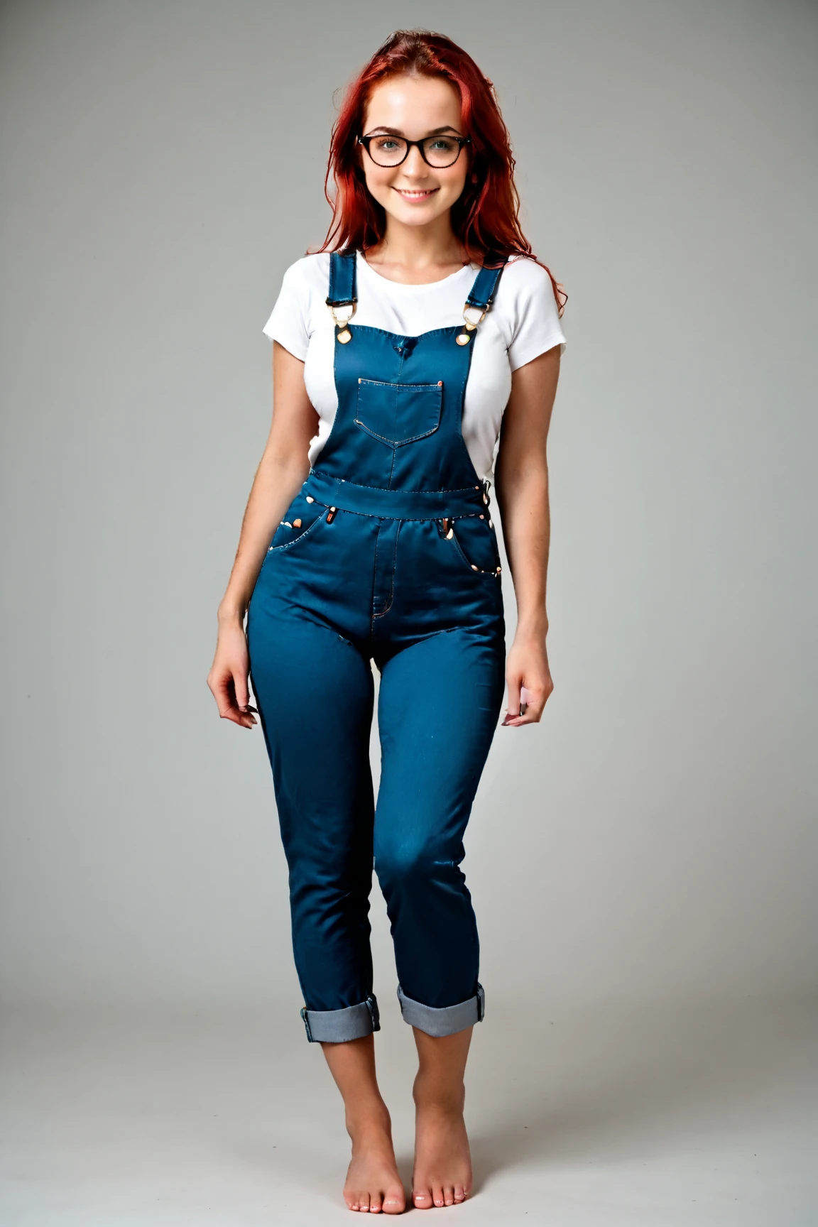 16 year old pre-teen, European, blonde, big eyes, button-down shirt, small breasts, denim leggings with suspenders, ray tracing, HDR