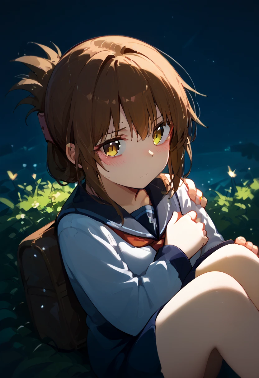 yuihirasawa, Yui Hirasawa, short hair, Brown Hair, hair ornaments, (Brown eyes:1.5),blush,smile,White oversized one-shoulder sweater,Black pleated skirt,White Pantyhose,short boots,Hair Clip,((Panties in full view))、smile、Overlooking the city from the top of the hill、Beautiful sunset、the wind is strong、whole bodyがイラストに入るように,
break otdoors, 丘
break looking at viewer, whole body、
break (masterpiece:1.2), Highest quality, High resolution, unity 8k wallpaper, (shape:0.8), (Beautiful and beautiful eyes:1.6), Highly detailed face, Perfect lighting, Extremely detailed CG, (Perfect hands, Perfect Anatomy),