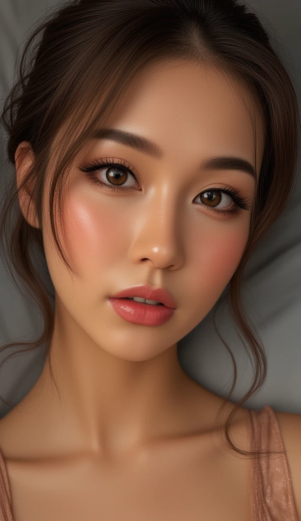 Highest quality、16K high resolution、Super detailed、masterpiece、Live Shooting、Photorealistic:1.4、Hyperrealism:1.4、Sharp focus、Very delicate and beautiful、Fine details、Super beautiful face、Woman with open mouth、Sweat、Beautiful brown eyes、woman with edge orgasm_face、perfecteyes eyes