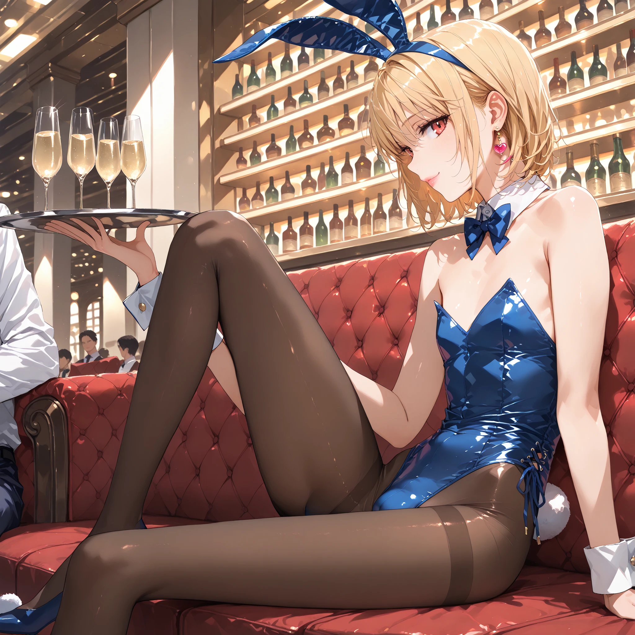 Beautiful female magician, , Trump, Long Hair, bangs, Laugh brightly, Wearing a small top hat, Wearing a green bunny suit, Wearing a long-tailed tuxedo, Wearing black pantyhose, Cards were flying everywhere.,High leg and fishnet stockings,
