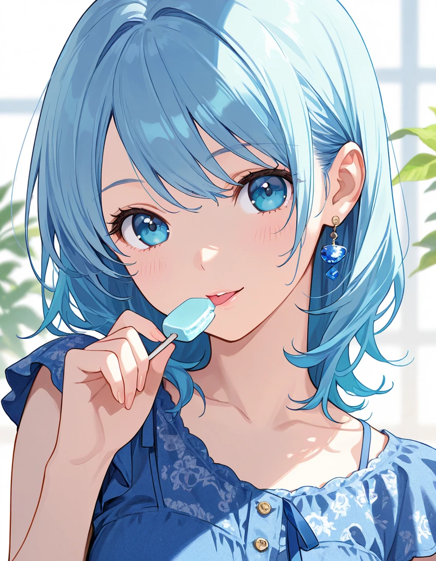 top-quality、Photorealsitic、8K picture quality、hight resolution、女の子 1 人、、Ami Mizuno、Sailor Mercury、Blue hair color、bob cuts、Half-taken uniform、Unbuttoned exposed breasts、Kneel in front of the screen、Sucking the tip of the penis 、Hold the penis with both hands、Surprised expression、Staring with upturned eyes、Blushing、 cum in mouth、Close-up on the face、Shot from the top of the head