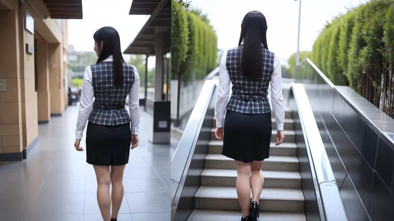 (realistic, photo-realistic:1.37), (masterpiece), (best quality:1.4), (ultra high res:1.2),(RAW photo:1.2), (sharp focus:1.3), (face focus:1.2), elegant, (full body:1.2), (1 girl wearing detailed pencil-skirt and suit-jacket:1.3), (office lady), professionattire, high heels, (33yo:1.1), (happy smile:1.3), (shine hair:1.3), [ponytail], BREAK,
(huge breast), scenery, (Beautiful Sunset background:1.2), from behind, backshot, bangs, beautiful detailed eyes, looking at viewer, (cute), (no makeup),
+LoRApeeing self, wetting her clothes, can't hold her pee face, wetting herself desperate, pee desperation pose, her body can't hold her pee and wets herself ultra desperate in the middle of the street in absolute desperation peeing herself, pee runing down her legs, standing up, hyper pee desperate face, big pee pudle
