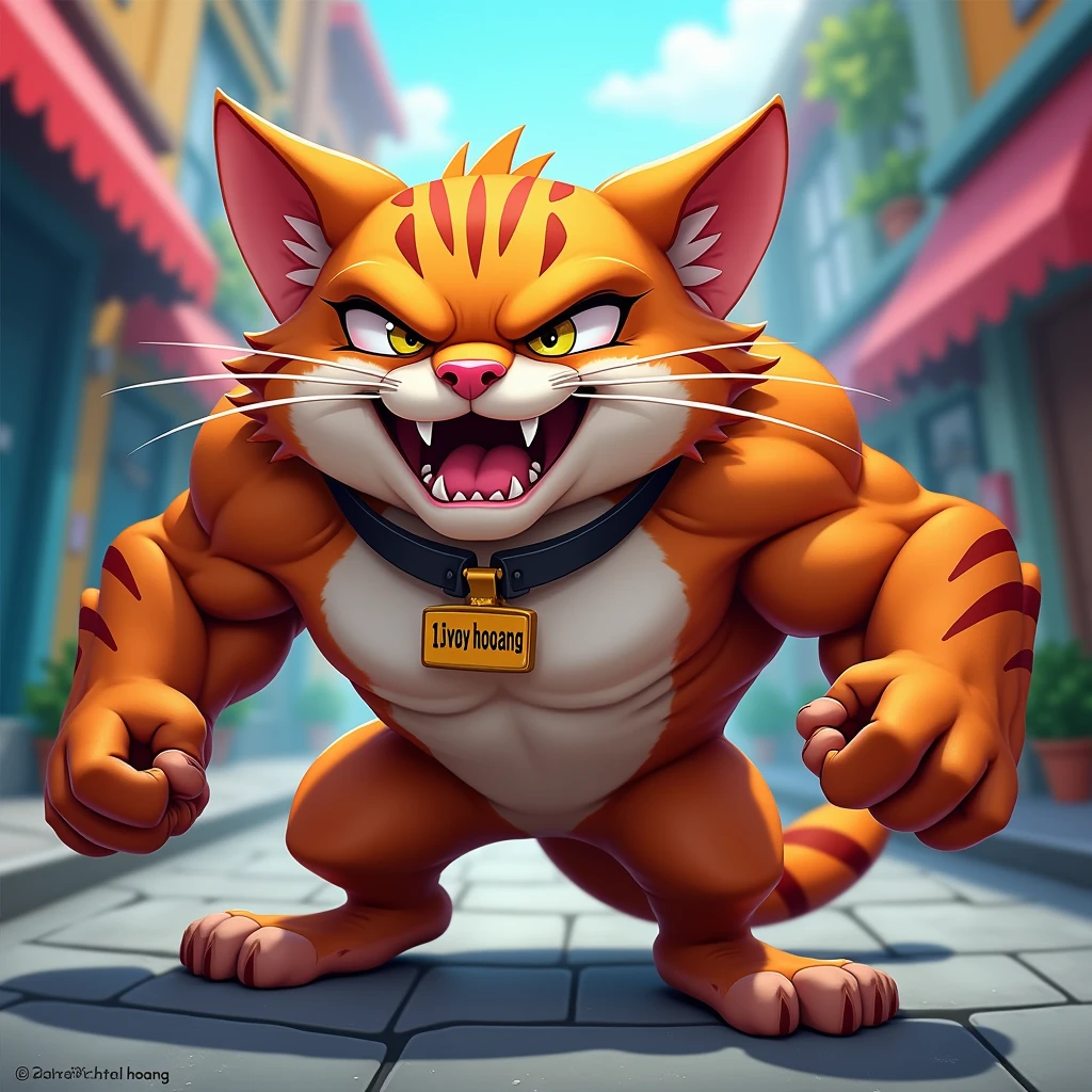 Cartoon animation of muscular angry cougar wearing college athletics with green background