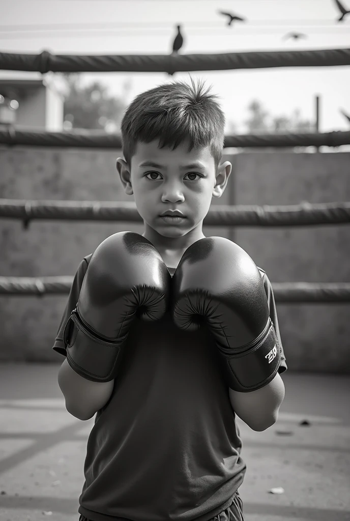 Alafed boy in a yellow shirt and red boxing gloves, in a fighting stance, Boxing pose, in a fighting pose, wearing vibrant boxing gloves, boxing, posing ready for a fight, in a boxing ring, boxer, Kickboxing, kid, Fighting stance, punching, fighter pose, children's, Fighting posture, shutter inventory, kickboxer fighter, Teen boy