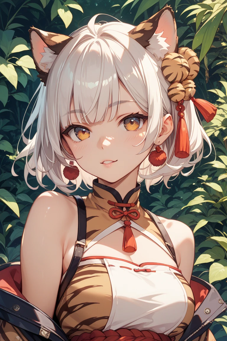 Animal ears girl A Chinese dress with a delicate red pattern Big Breasts The moment of heel drop