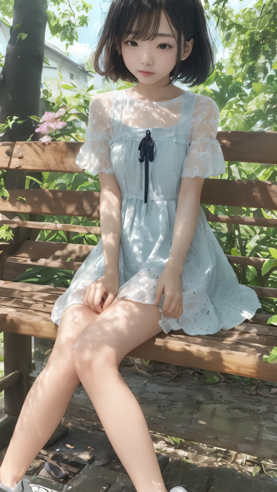 top quality、 natural depiction、 nothing 、 details、delicate、Very high degree of perfection 、 Beautiful Body Lines,Girls are middle school students 1Grade、 black hair、Cute girl's eyes、Best ratio、 小さなchest、 (((Satoko Hojo)))、shoes 、(I'm wearing a summer dress made of light fabric)、The weather is heavy rain、 (Underwear、transparent with panty line) 、( has a high degree of perfection ),.(stroking a girl 'chest:1.0)、( Japanese Middle-Aged Man 、hugging a girl sitting on a park bench:1.2)、(stroking a girl 'chest:1.0)、(Inserted inside a girl's body :1.2)、(( girl with a puzzled expression:1.2))、(perfect anatomy:1.2), (detailsな手:1.3, perfect right hand:1.3), (detailsな脚:1.3, thin thighs, beautiful feet)