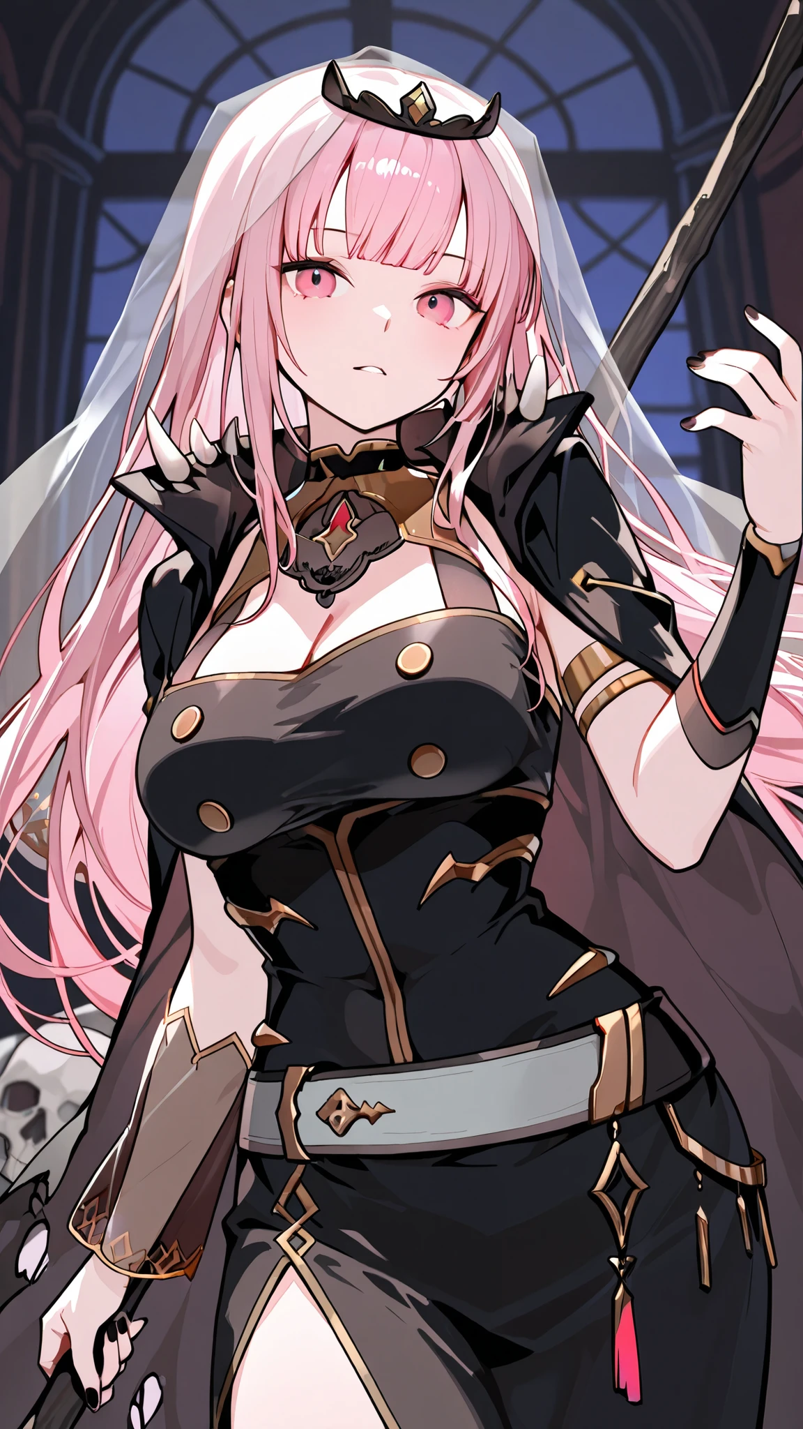 (masterpiece:1.2), (best quality:1.2), (sharp detail:1.2) highres, absurdres, best quality,  intricate, ultra-detailed, 8k wallpaper, perfect face, beautiful detailed eyes, <lora:mori-calliope-v3-000008:0.9>, calliope mori, solo, 1girl,  pink eyes, grin, (from below:1.2),  stepping, (stepped on:1.2), (standing over camera:1.1), looking down, grim reaper, blood, dripping blood
