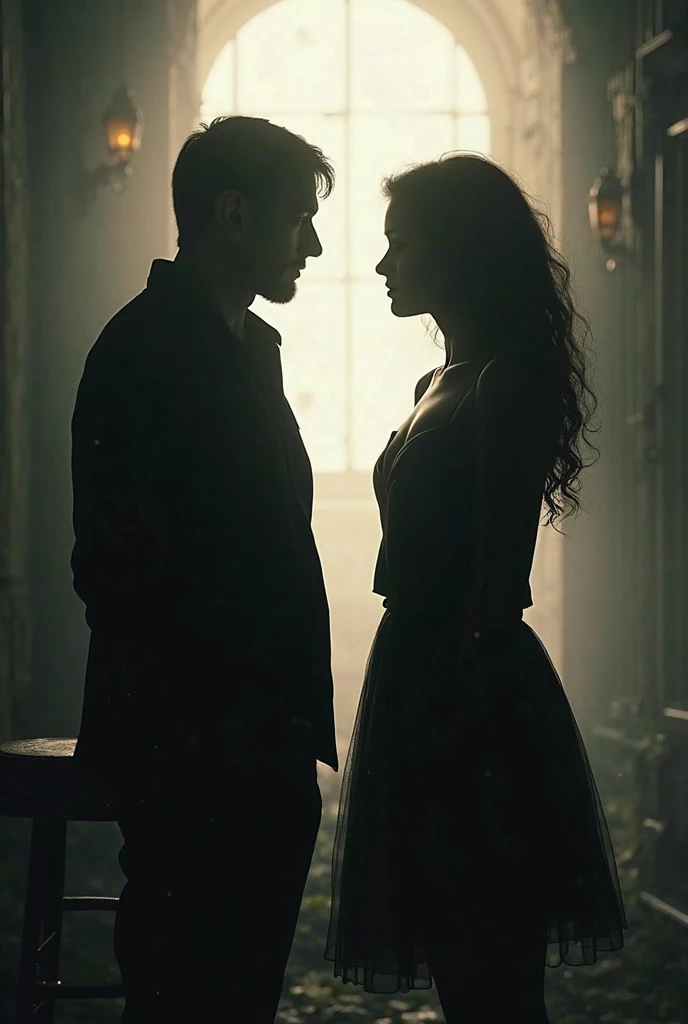 As night fell,Soft starlight shines on the two lovers,They kissed romantically under the bright starry sky, magic, dream scenerie, woman wearing black dress
