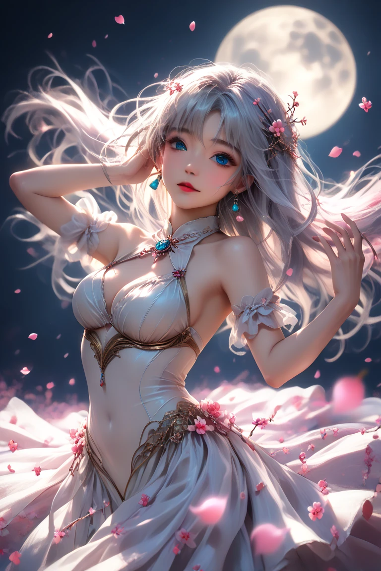 A beautiful girl story wrapped in love, Big beautiful eyes detail, A captivating anime girl gracefully emerges from a watercolor page, Her bright and complex colors、, Bring your artwork to life, (See-through, transparent clothing, Transparent Costume:1.5), She is wearing a fantasy outfit with an open chest and intricate details.。,fantastic world view, luminescence素子, Shining crystals surround her like air, cast soft, Otherworldly brilliance, watercolor style、、Gives images fluidity and subtlety, It's as if the colors blend easily and bleed into each other., camera shot: medium shot, soft focus, luminescence lit, Watercolor brush strokes, Sophisticated and very delicate anime illustrations, unique colors, anime girl portrait, costume with open chest, rainbow colors, A beautiful girl illuminated by seven colored lights,