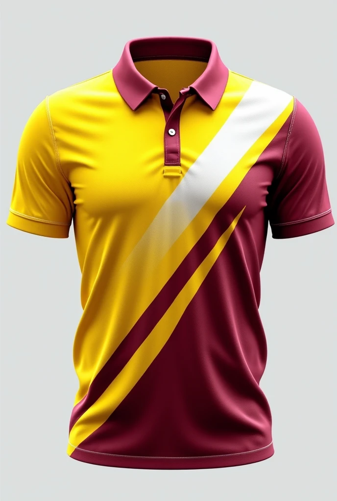 Yellow,maroon white color collar official t shirt design with full subrimention