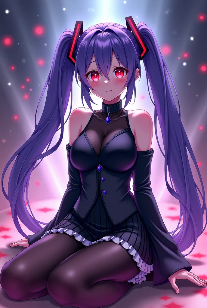 Flurry heart, busty, small waist, goth, purple and blue hair