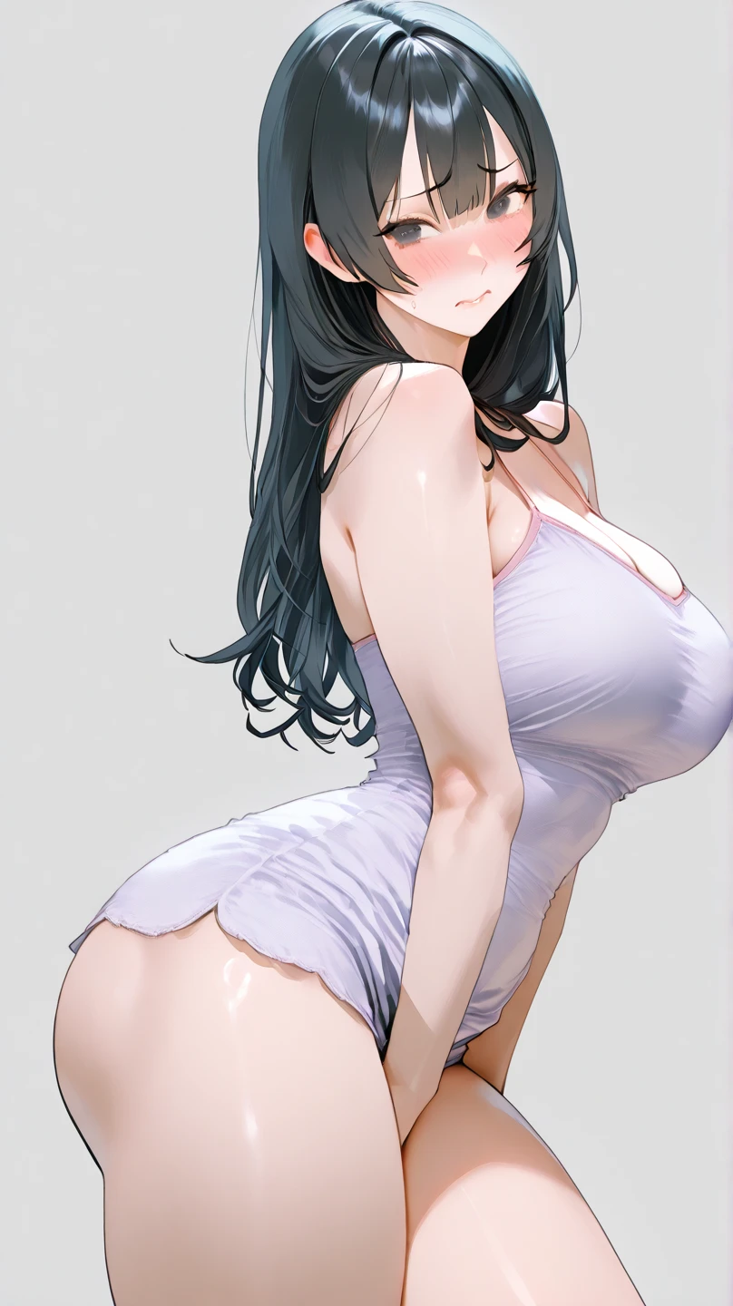 score_9,score_8_up,score_7_up, source_anime, looking at viewer, upper body, smile, blush, cowboy shot fw.yerin, Bedroom, (best quality:1.5), beautiful, large breasts, sexy, erotic, lewd, cleavage, thighs, crotch, (Pov, from behind), Naked body, nude, (Urination, Pee), Detailed ass, Detailed vagina,  breasts, Detailed female body