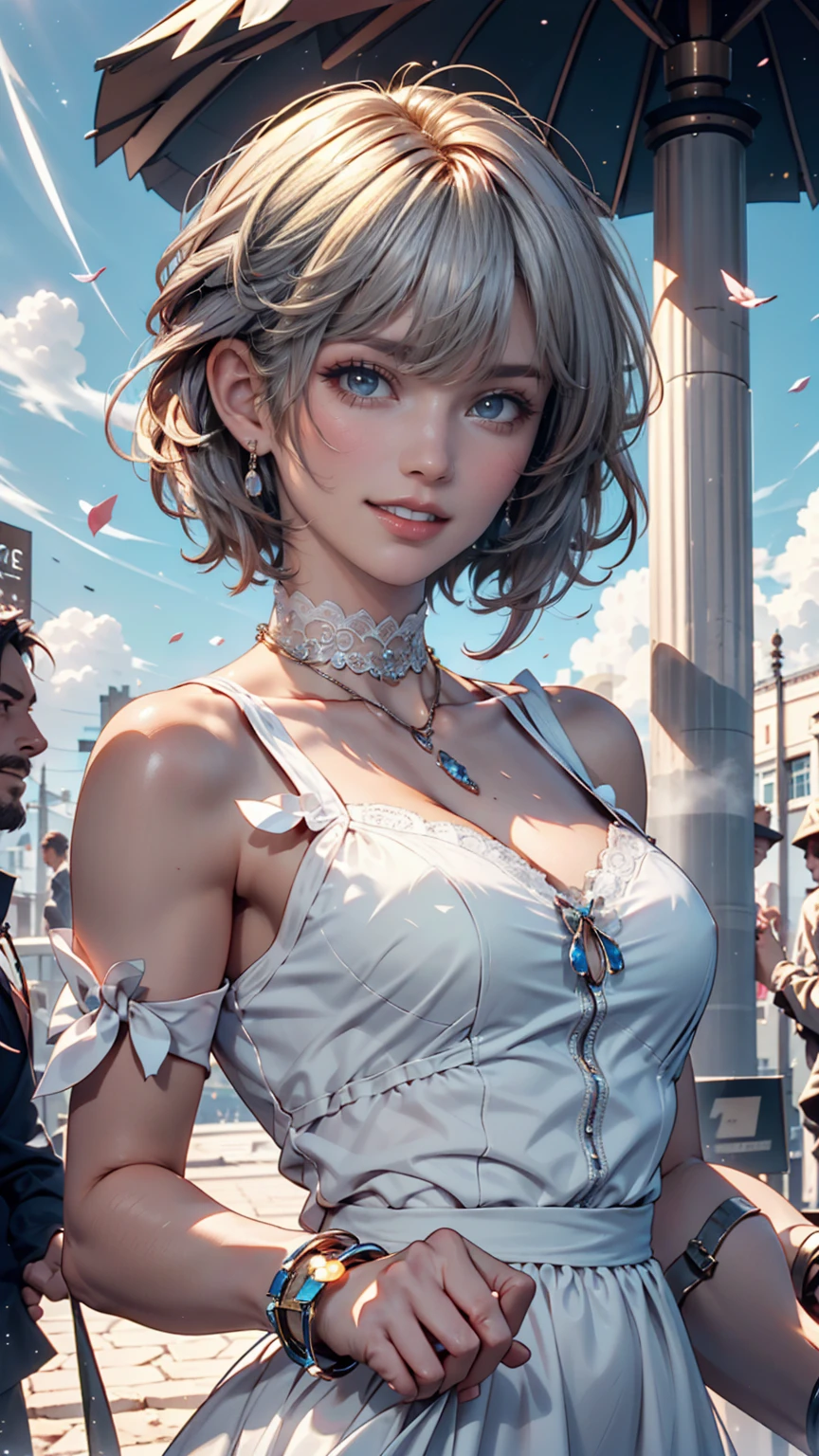 (ultra realistic,32k, masterpiece:1.2),(high detailed skin:1.1),( high quality:1.1),mature, adult,
<lora:kaedetakagaki-nvwls-v1:0.8>lifeKaede, heterochromia, green eyes, blue eyes, hair flower, victorian dress, bare shoulders, green and white dress, white gloves, elbow gloves,(looking at viewer, Bend forward:1.1),, huge breast, large breast,<lora:add_detail:0.8>,
(lighting:1.1), open air concert stage, night, blurry background,