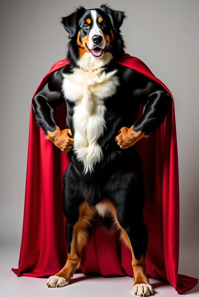 A muttley with an angry muscular hat dressed in a shirt and red pants ready to fight