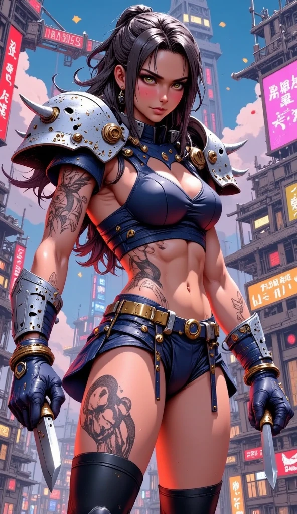 Transcendent beauty illustration、Female Officer、Muscular beauty、8K、Super super big chest、Muscle Murasaki Shikibu、