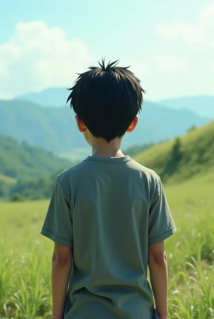 10 year old boy, in the enchanted forest, simple clothes, Pixar style