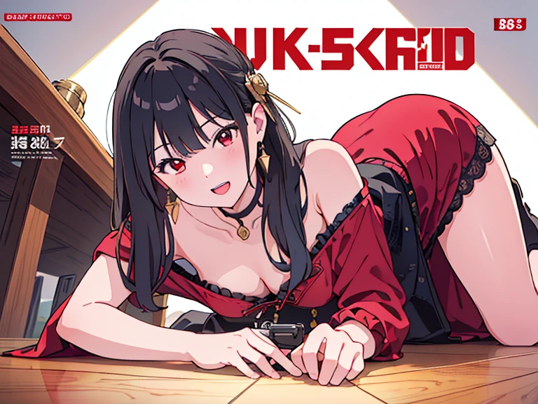 1girl, solo, long hair, breasts, looking at viewer, blush, open mouth, bangs, skirt, large breasts, brown hair, red eyes, thighhighs, long sleeves, animal ears, twintails, sitting, tail, fang, feet, white thighhighs, toes, garter straps, no shoes, soles, hair intakes, horse ears, tiara, horse girl, horse tail, epaulettes, underbust, foot focus