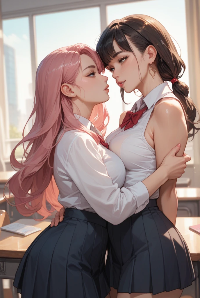 NSFW、8G、highest quality、Highest quality、Real、masterpiece、Mine system、(((Black and pink hair)))、((Knee socks))、(((Two Girls)))、Pink Shirt、Black Skirt、((Twin tails))、(((Idol Group)))、(((stage)))、(((concert)))、Big Breasts、(((Sweat)))、(((Body odor)))、(((pussy)))、(((Love juice)))、(((((Lesbian play)))))