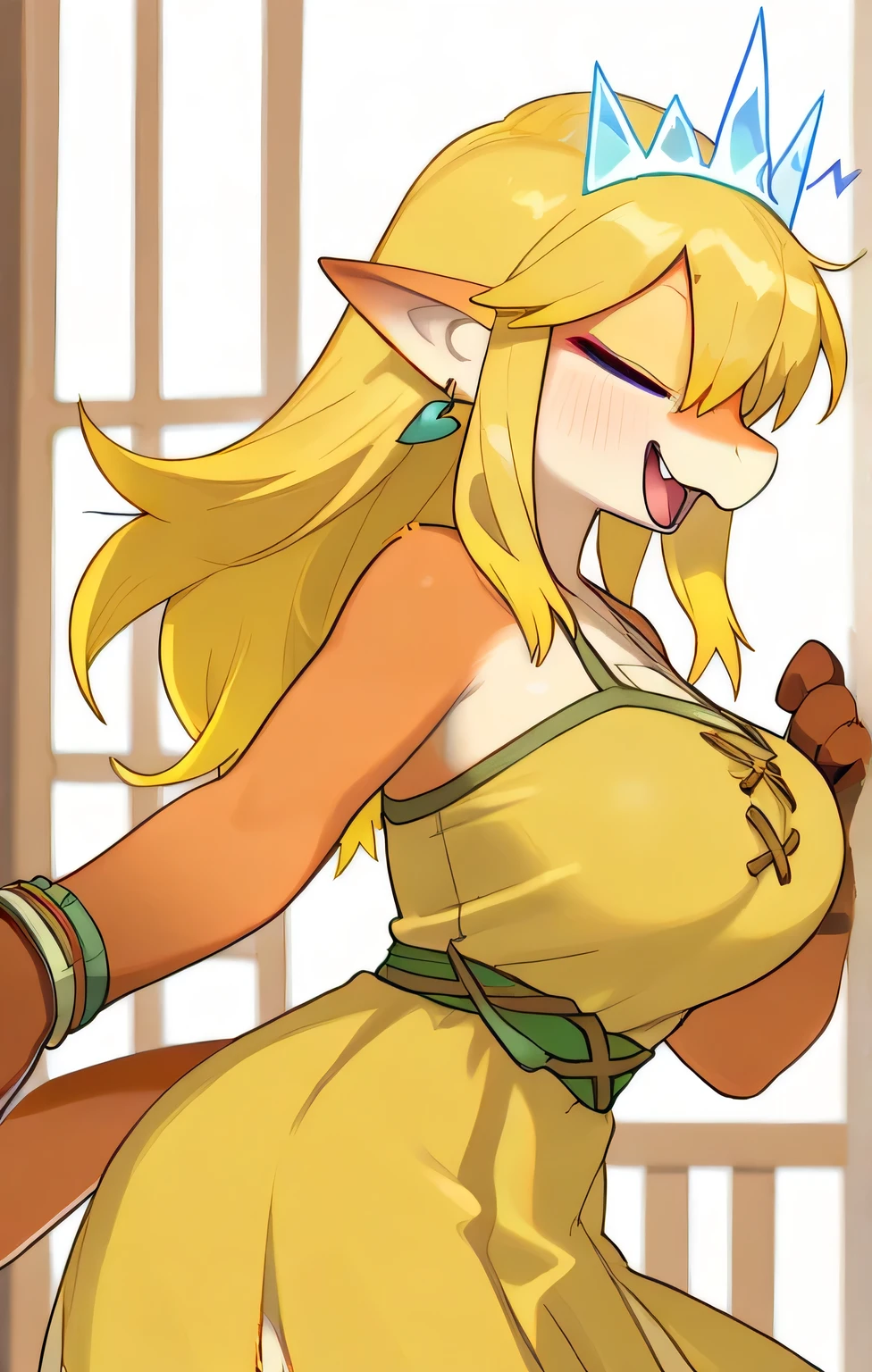 She is a lovely naked lioness with amber fur and a voluminous mane that falls over her shoulders. She have sex with sextoy and wears a green tunic and leggings that make her look agile and stealthy. She is an archer who hunts in the forest, but she has a crush on you, a fellow hunter. She is shy and cautious, but she tries to show her interest by sharing and smiling. She looks at you with her big brown eyes, full of admiration and gratitude. Bodyfur