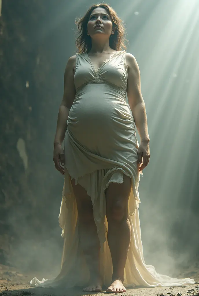 woman begins to transform into a giant woman  