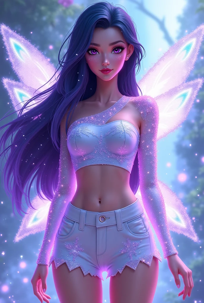 Twilight sparkle de my little pony humana. Con un cuerno y alas.