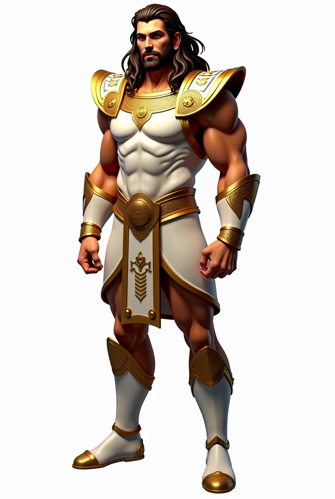 Generate me an image of a Mayan warrior, that is not an animated image, not even a caricature, that it is a formal and well aesthetic image, that has a shield but does not have many details because there I am going to put a logo, You just generate me the Mayan warrior in full body and with a strong blue outfit, dorado, white, among other colors, that has a png background, I just want the full body image with png background, Don't add any more details and make sure your shield looks complete