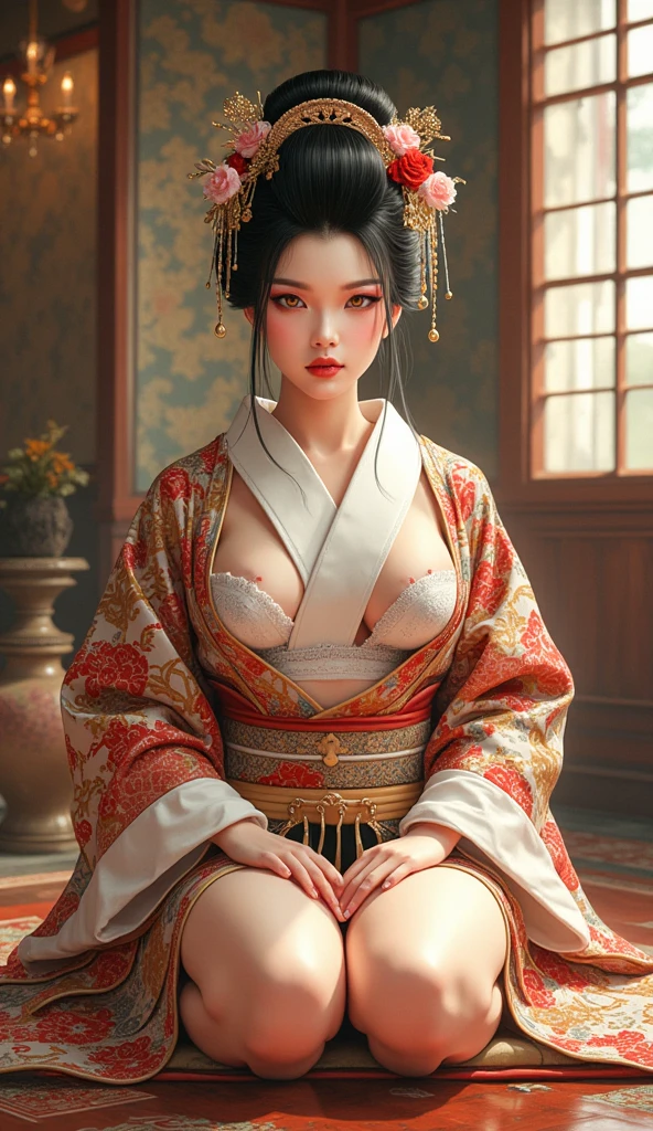 A painting of a beautiful young woman standing quietly, 美しいHongkongの夜景, flower of society, She is wearing an elegant purple cheongsam, Inspired by Chen Yifei, Inspired by Francesco Hayez, Inspired by Hendrik Terbruggen, Jean=Works that influenced Auguste Dominique Ingres, Inspired by Liu Jun, Jean=Works that influenced Auguste Dominique Ingres, highest quality, perfect angle, perfect composition, best shot, official art, cinematic light, figurative art, Beautiful and expressive paintings, Beautiful artwork illustration, wonderful, cool beauty, clear, Mysterious, highest quality, official art, perfect composition,perfect angle, best shot, women only, sharp outline, In the middle of a conspiracy, Anna May Wong, The face behind the scenes, dark government official, dark mission, first class agent, government agent, Top big-name spy, A talented female spy, beautiful female spy, quite beautiful face, Spy, Spy X21, carry a concealed gun and knife, Eyes without pupils, color eye, ideal anima, melancholy, nostalgia, romantic, 1930s, Hongkong, beautiful cityscape, sepia memories, unforgettable woman, Full body Esbian