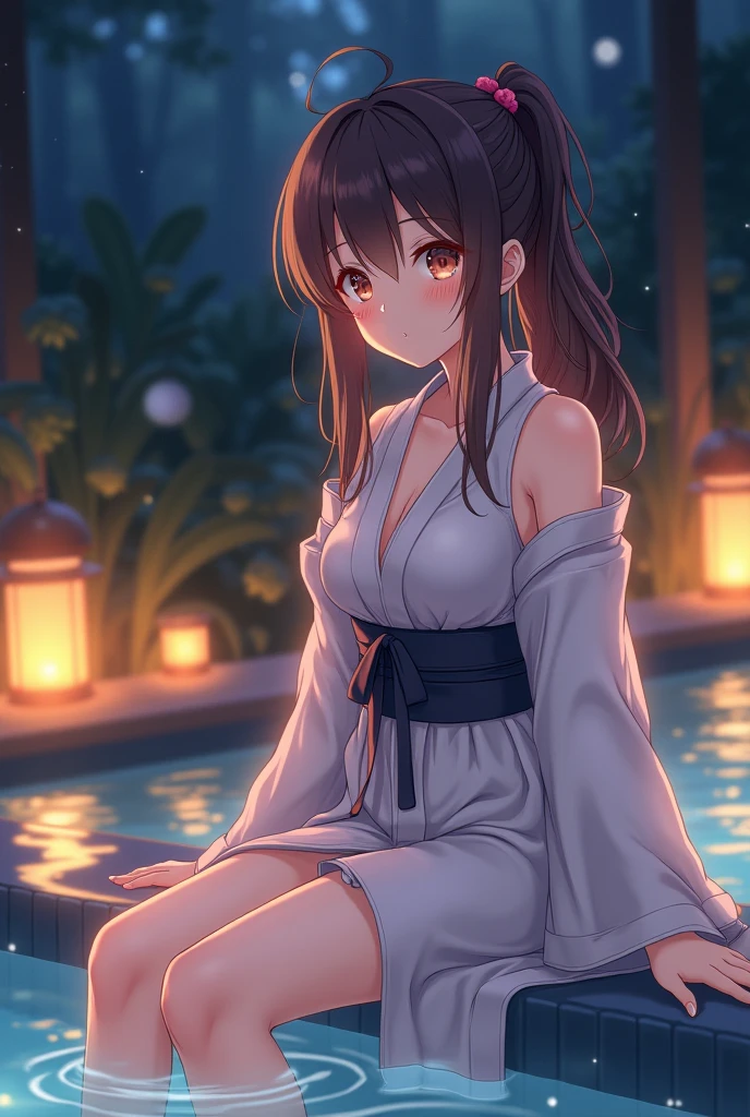 master piece,best quality,ultra detailed,8k,
ambient light,realistic skin,glossy skin,
(YunaFF10)、(learning forword)、(looking up)、(from above)、the body is very wet、chest is transparent、glossy lips、Slightly emphasize the lower lip、blush、Troubled smile、beautiful breasts、
fantastic night sky、full moon、horizon、open-air bath、Japanese inn