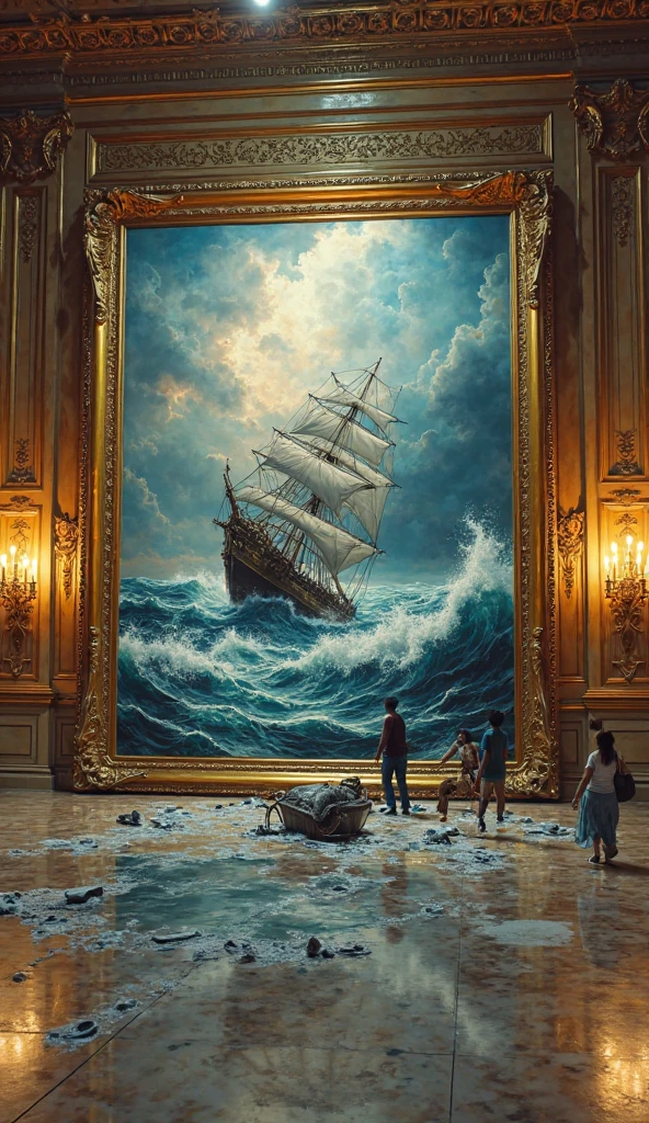 a picture of a young girl looking at an oil painting in a museum, the girl wearing a yellow dress  (best details, Masterpiece, best quality: 1.5), the painting describes old ship at sea  (best details, Masterpiece, best quality: 1.5),, modern museum background, ultra best realistic, best details, best quality, 16k, [ultra detailed], masterpiece, best quality, (extremely detailed), ultra wide shot, photorealism,
Waiting to start