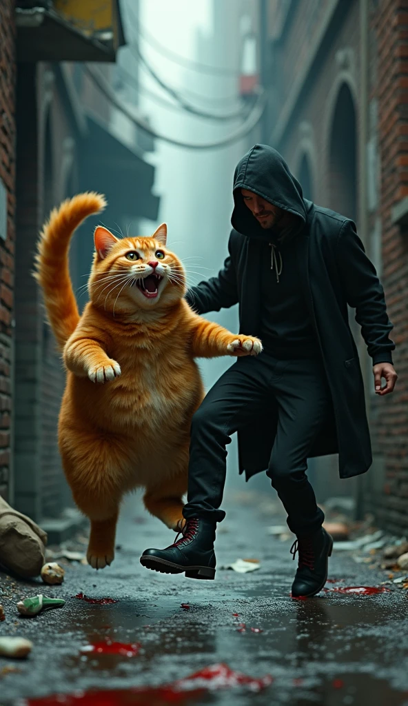 A cat rescue a man from robbers